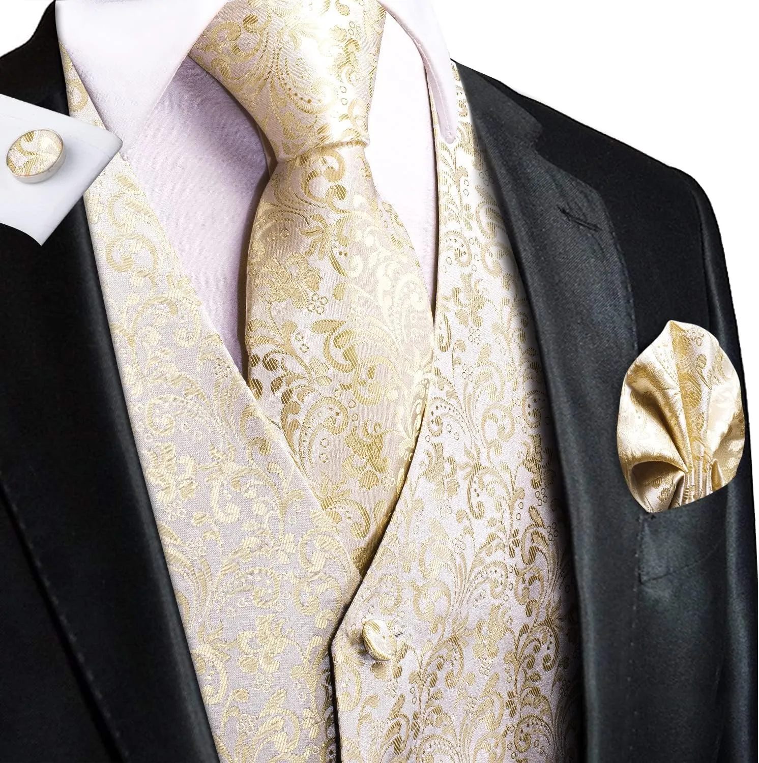 Dubulle Mens Vest and Tie Set Paisley Floral Waistcoat Neckties for Men Lapel Pin Clip Set Wedding Business