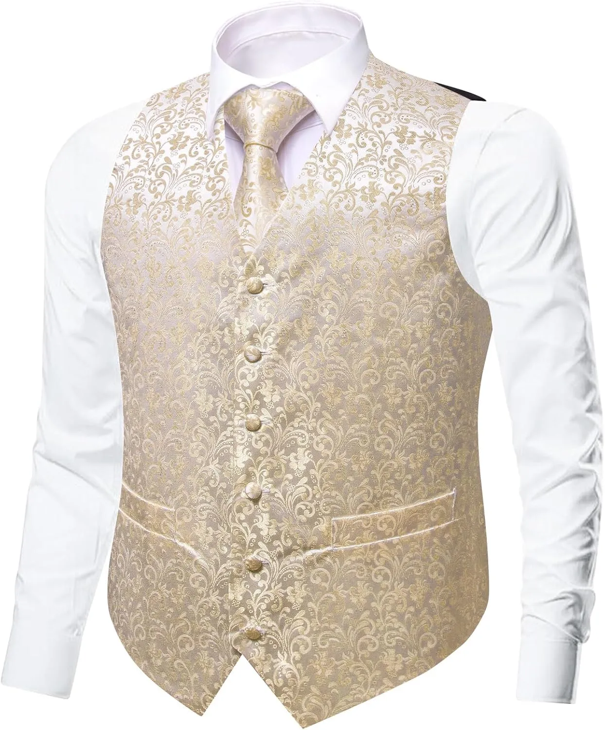 Dubulle Mens Vest and Tie Set Paisley Floral Waistcoat Neckties for Men Lapel Pin Clip Set Wedding Business