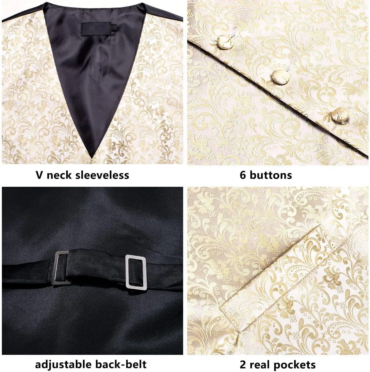Dubulle Mens Vest and Tie Set Paisley Floral Waistcoat Neckties for Men Lapel Pin Clip Set Wedding Business