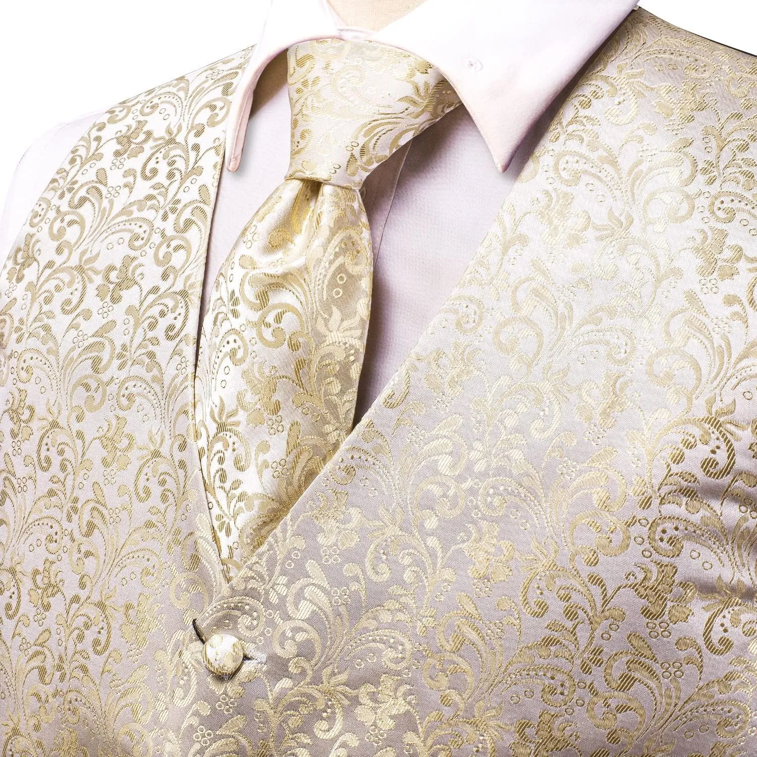 Dubulle Mens Vest and Tie Set Paisley Floral Waistcoat Neckties for Men Lapel Pin Clip Set Wedding Business
