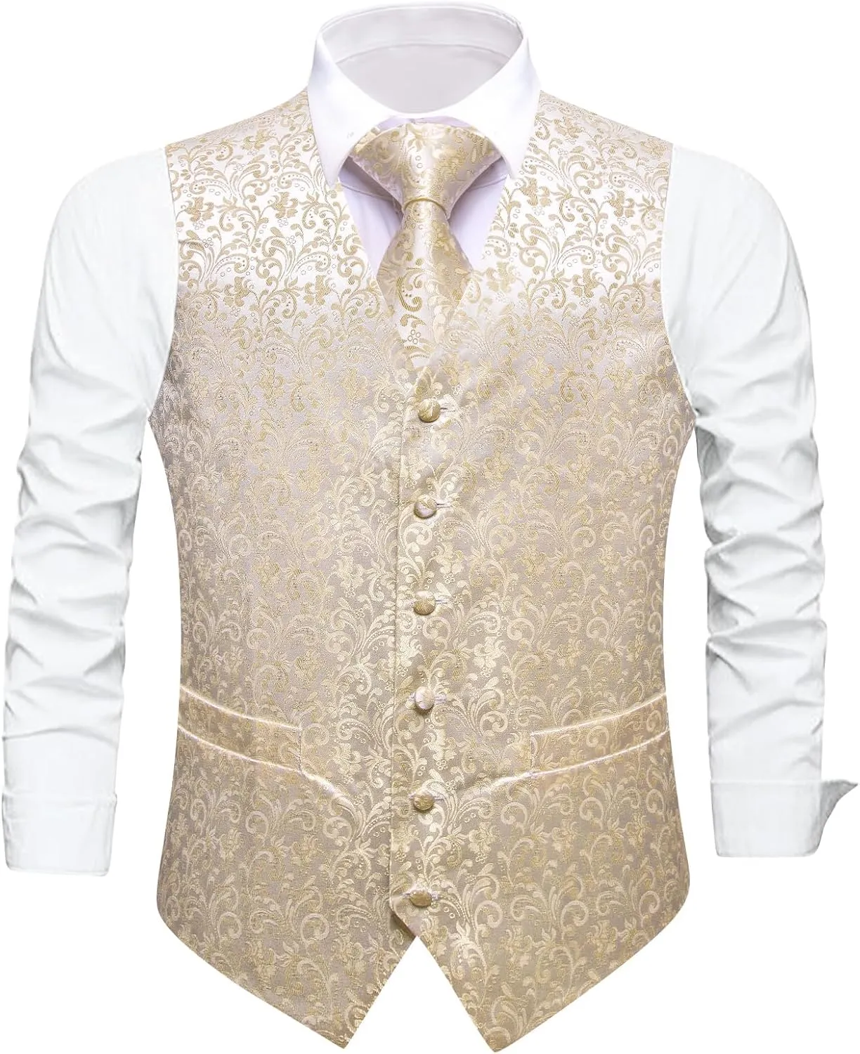 Dubulle Mens Vest and Tie Set Paisley Floral Waistcoat Neckties for Men Lapel Pin Clip Set Wedding Business