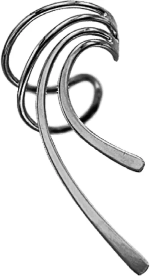 Ear Charms Classic Long Wave Ear Cuff Earring Wrap Single Right in E Z Care Rhodium Over Sterling Silver