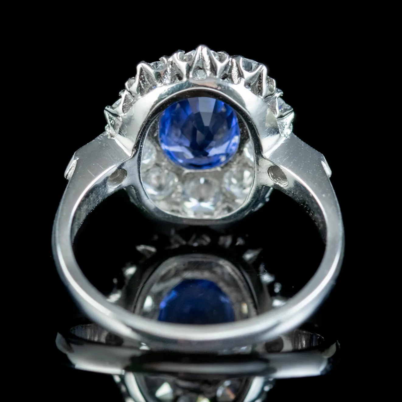 Edwardian Style Sapphire Diamond Cluster Ring 1.70ct Sapphire
