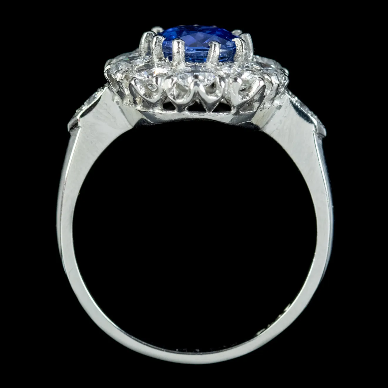 Edwardian Style Sapphire Diamond Cluster Ring 1.70ct Sapphire