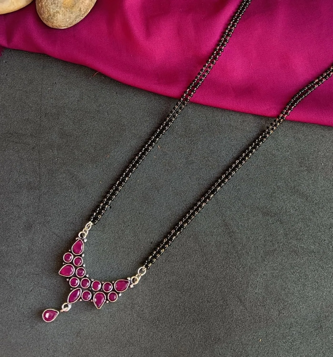Efulgenz Mangalsutra for Women Indian Bollywood Traditional Crystal Pendant Necklace Wedding Bridal Indian Jewelry Black Beaded Delicate Strand Necklace Statement Jewelry for Women