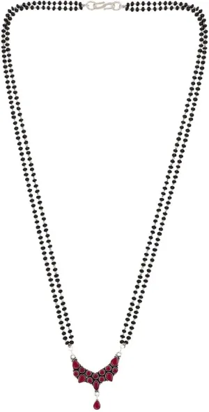 Efulgenz Mangalsutra for Women Indian Bollywood Traditional Crystal Pendant Necklace Wedding Bridal Indian Jewelry Black Beaded Delicate Strand Necklace Statement Jewelry for Women