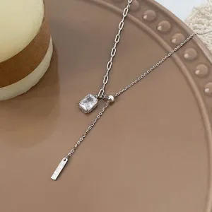Elara Double Necklace Crystal Pendant