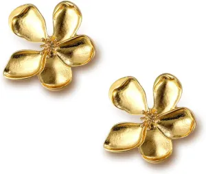 Elegant 18k Gold-Plated Floral Stud Earrings for Women  Large Statement Flower Drop Earrings, Fashion Jewelry for Weddings, Parties & Special Occasions