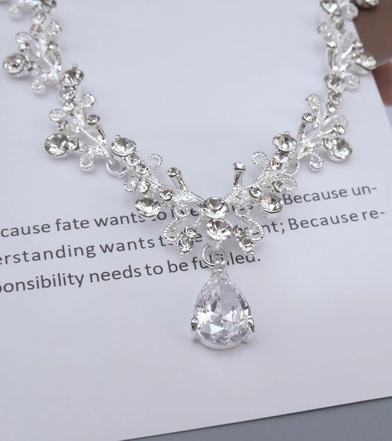 Elegant Bridal Crystal Necklace Earrings Bracelet Set Wedding Jewelry Sets Choker Necklace Prom Formal Costume Accessories for Bride Bridemaids Women