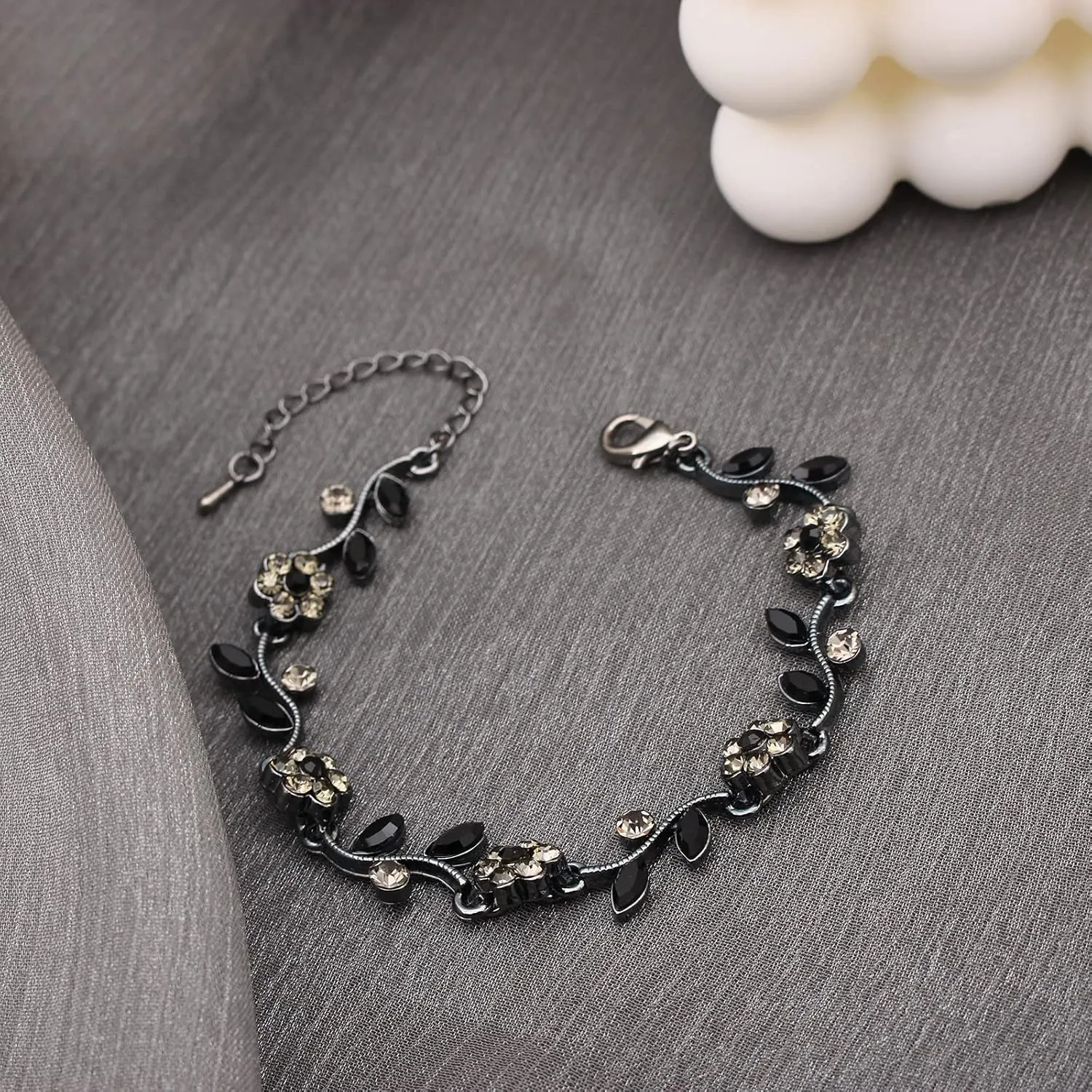 Elegant Bridal Wedding Austrian Crystal Flower Choker Necklace Dangle Earrings Bracelet Jewelry Set for Women Prom Party