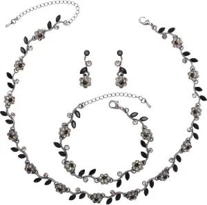 Elegant Bridal Wedding Austrian Crystal Flower Choker Necklace Dangle Earrings Bracelet Jewelry Set for Women Prom Party