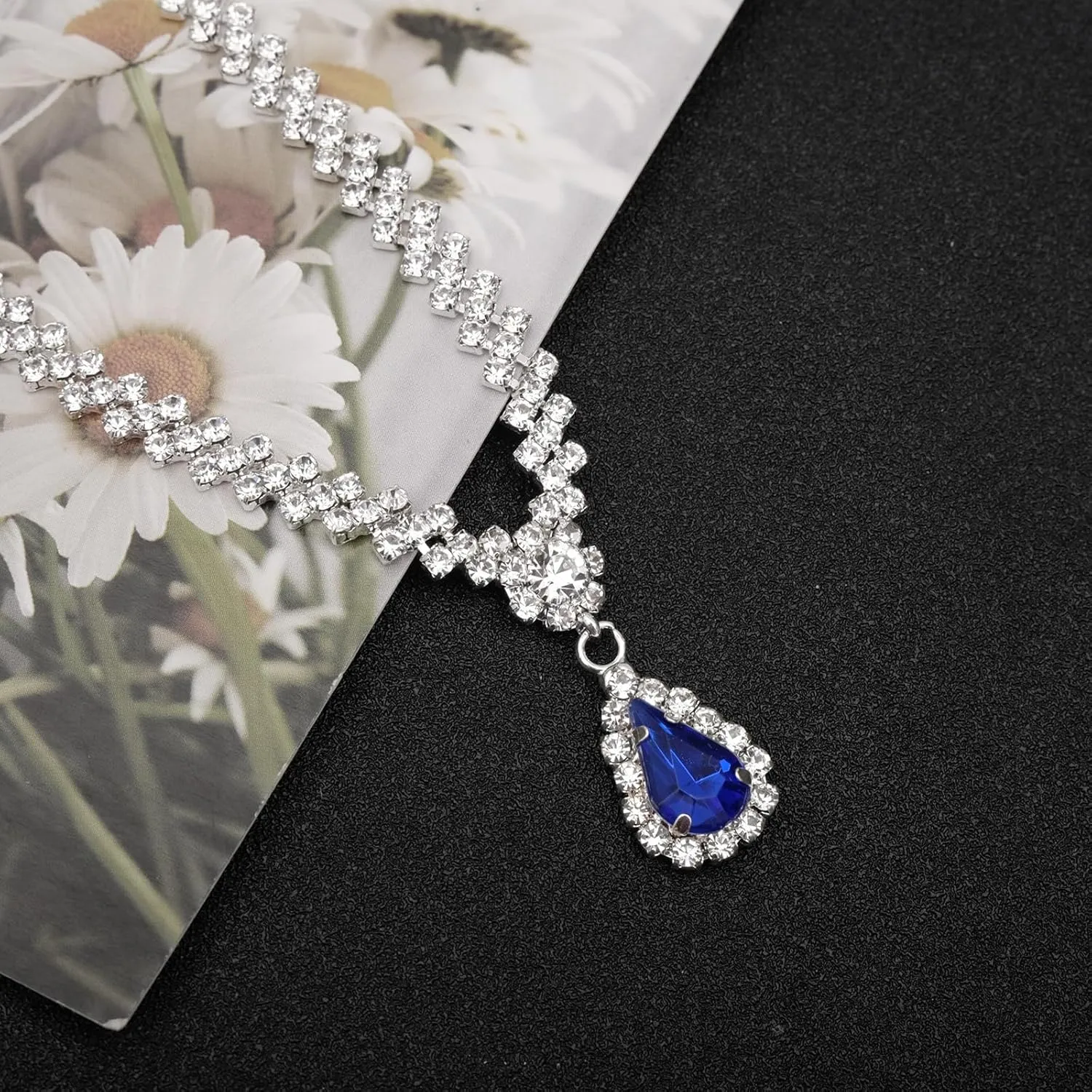 Elegant Crystal Necklace Earrings Bracelets Set Silver Bridal Wedding Jewelry Sets Bride Bridesmaids Prom Formal Costume Accessories for Women