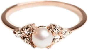 Elegant Pearl Ring 18k Rose Gold CZ Crystal Ring Fashion Engagement Wedding Jewelry