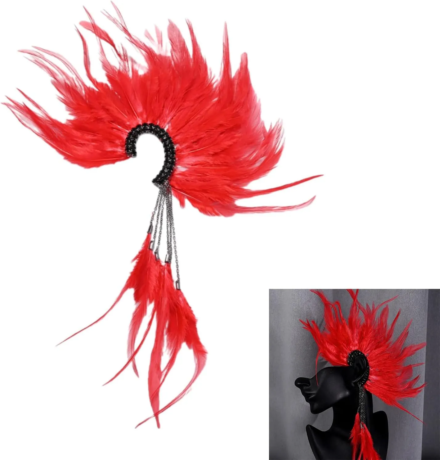 Elegant Plumage Ear Cuff Not Piercing Tassels Ear Wrap Unique Cuff Earrings Suitable for Women Party Dress Accessories