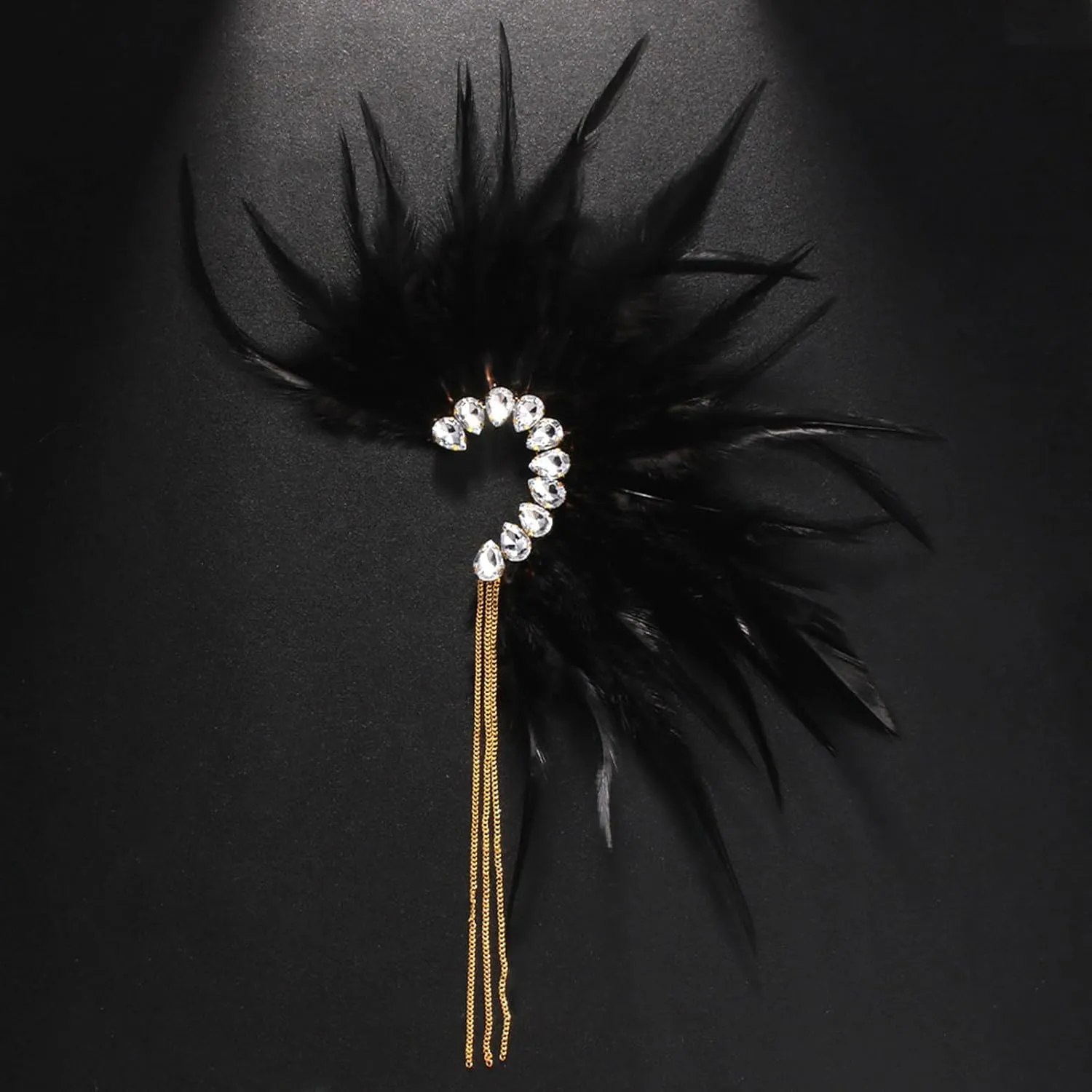 Elegant Plumage Ear Cuff Not Piercing Tassels Ear Wrap Unique Cuff Earrings Suitable for Women Party Dress Accessories