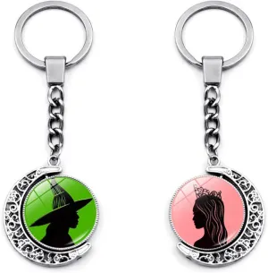 Elphaba and Galinda Friendship Matching Keychains for Best Friends - Hat-Crown BFF Keychains Jewelry Christmas Valentine's Day Gifts for Fans Friends, 2pcs