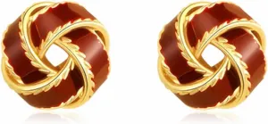 Enamel Knot Small Stud Earrings Gold Plated Elegant Statement Colorful Love Knot Twisted Woven Mini Ball Round Button Geometric Earrings for Women Minimalist Christmas Prom Party Fashion Jewelry Gifts