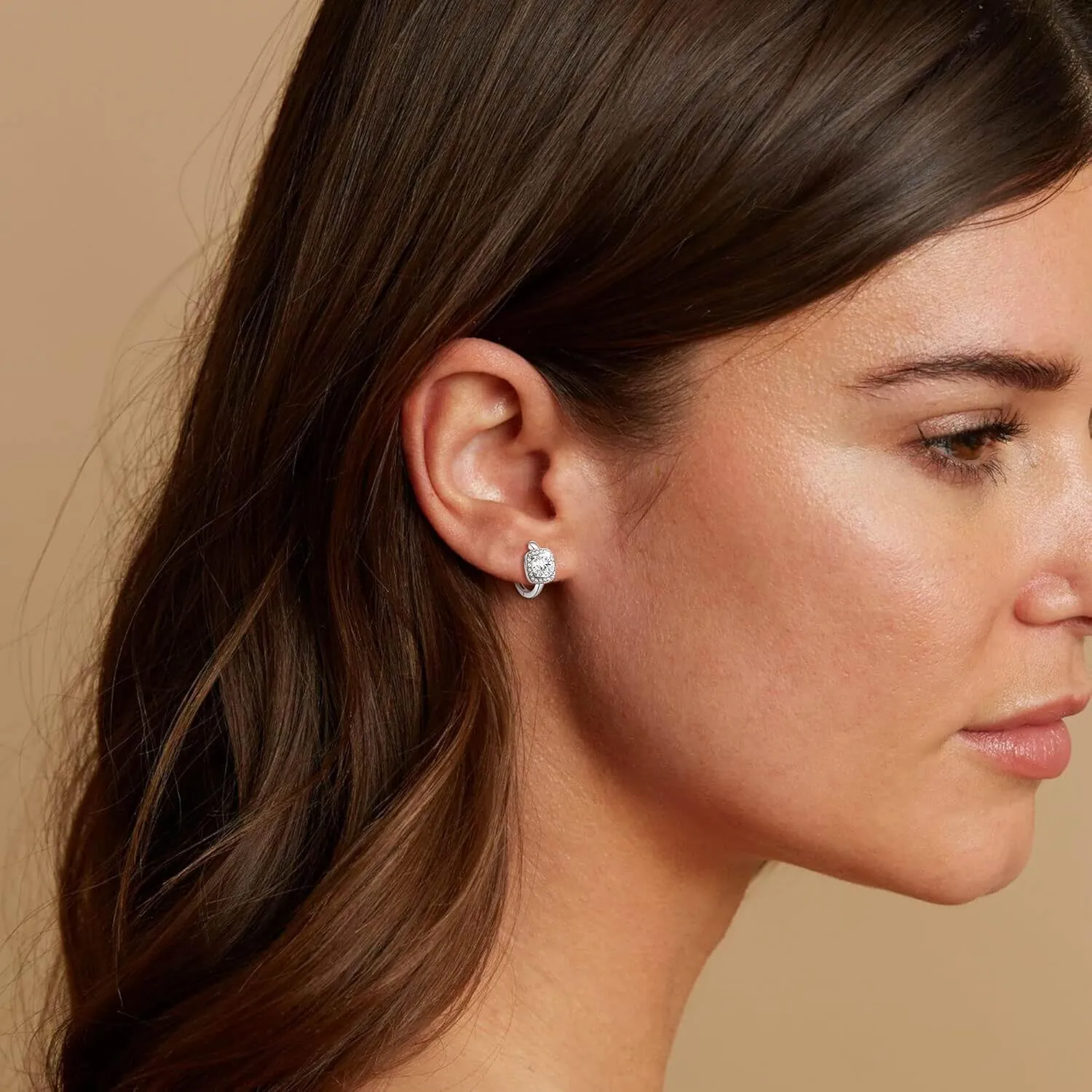 EVER FAITH Elegant Dainty Hoop Earrings, 925 Sterling Silver Small Round-Shape Princess Cut CZ Birthstone Simple Ear Jewelry for Women