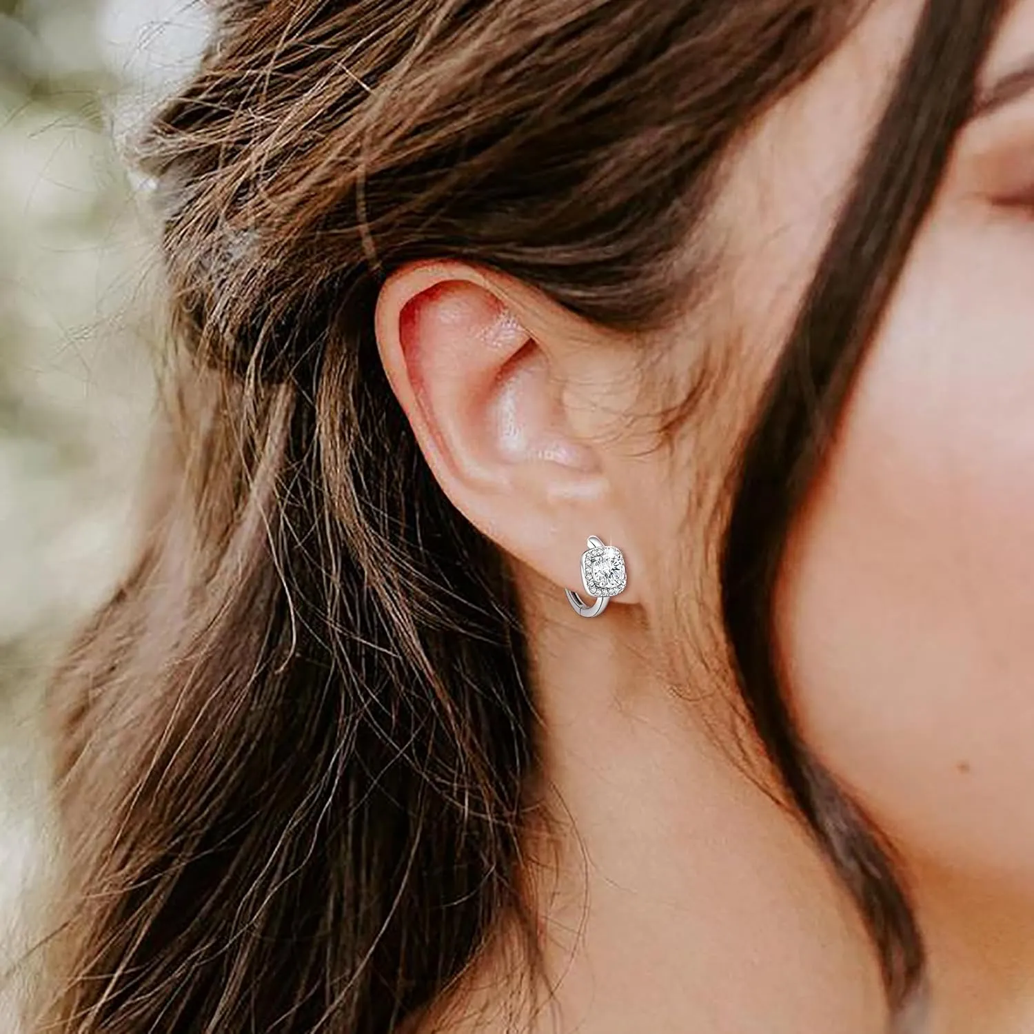 EVER FAITH Elegant Dainty Hoop Earrings, 925 Sterling Silver Small Round-Shape Princess Cut CZ Birthstone Simple Ear Jewelry for Women