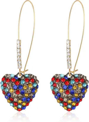 EVER FAITH Heart Earrings for Women, Elegant Crystal Love Hearts Dangling Hoop Dangle Earring Jewelry Gifts for Valentines/Mothers Day/Birthday/Christmas