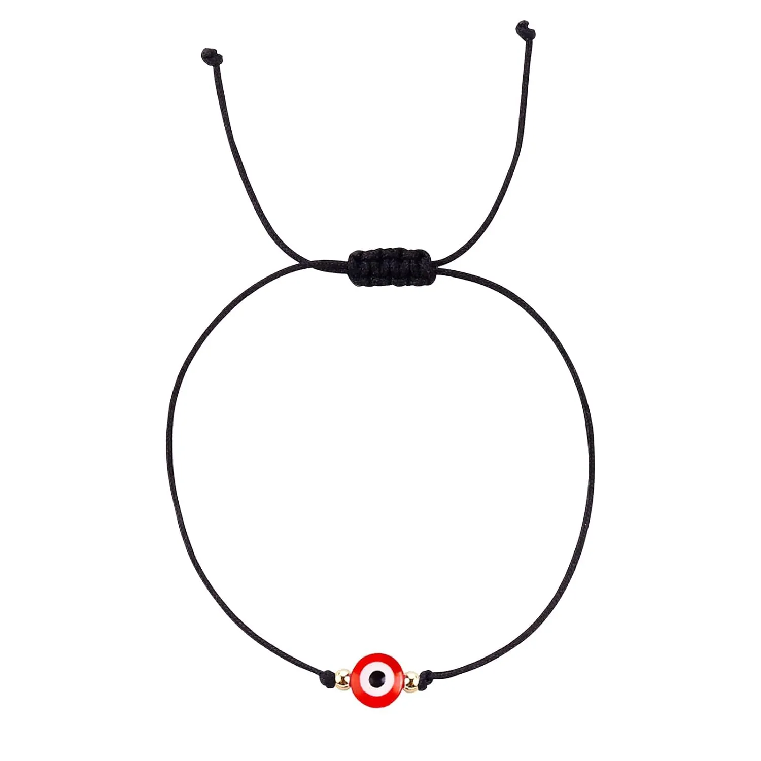 Evil Eye Bracelet Anklet Black Red String Lucky Protection Handmade Adjustable Bracelets for Women Men Boys Girls (Black string red eye gold)