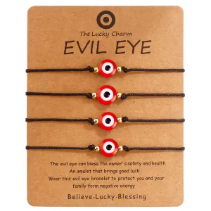 Evil Eye Bracelet Anklet Black Red String Lucky Protection Handmade Adjustable Bracelets for Women Men Boys Girls (Black string red eye gold)