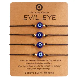 Evil Eye Bracelet Anklet Black Red String Lucky Protection Handmade Adjustable Bracelets for Women Men Teens (Black string blue eye gold)