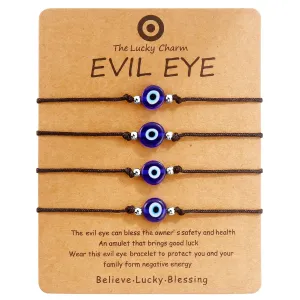 Evil Eye Bracelet Anklet Black Red String Lucky Protection Handmade Adjustable Bracelets for Women Men Teens (Black string blue eye silver)