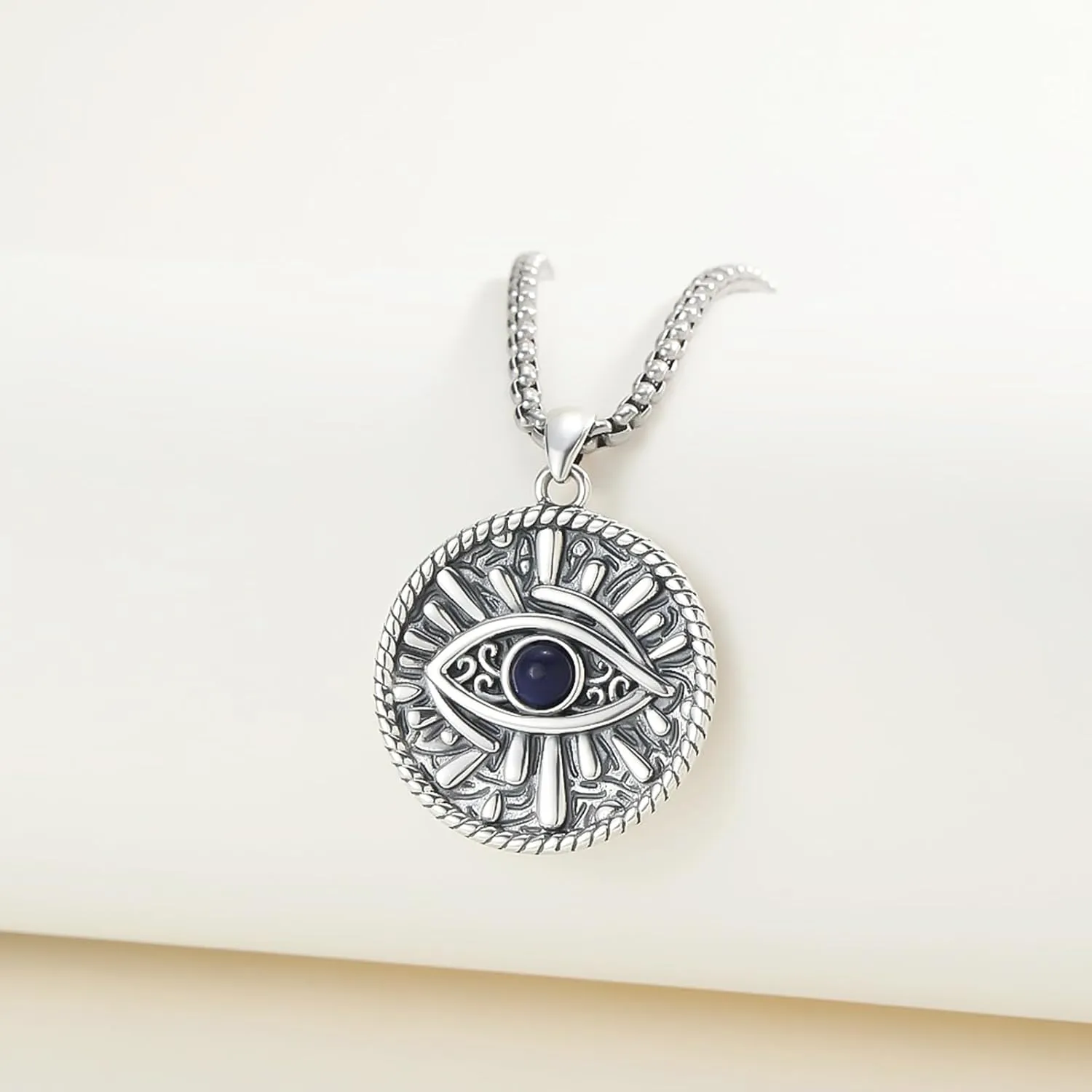 Evil Eye Necklace 925 Sterling Silver Blue Evil Eyes Pendant Protection Charm Necklaces with Stainless Steel Chain Jewelry Gifts for Men Women