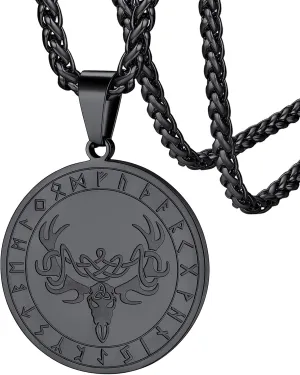 FaithHeart Antler Necklace for Women, Vintage Viking Deer Pendant Necklace, Stainless Steel Christmas Jewerly Gift with Delicate Box