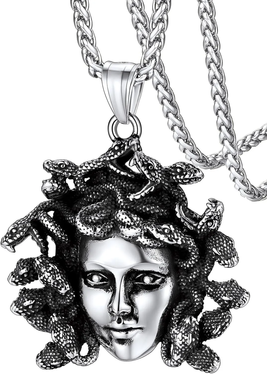 FaithHeart Medusa Pendant Necklace for Women Men, Stainless Steel/18K Gold Plated Ancient Greece Jewelry Customizable Delicate Gift Packaging