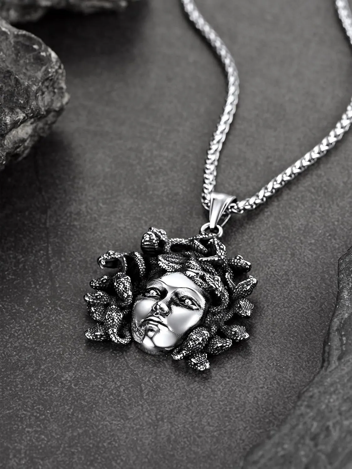 FaithHeart Medusa Pendant Necklace for Women Men, Stainless Steel/18K Gold Plated Ancient Greece Jewelry Customizable Delicate Gift Packaging