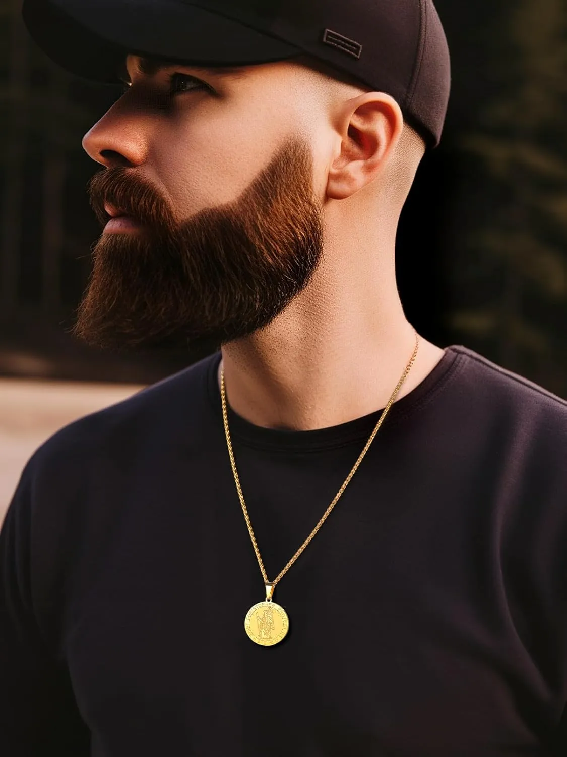 FaithHeart Saint Christopher Pendant Necklace for Men Women Stainless Steel Catholic Amulet Medal Jewelry Personalized Custom with Delicate Packaging