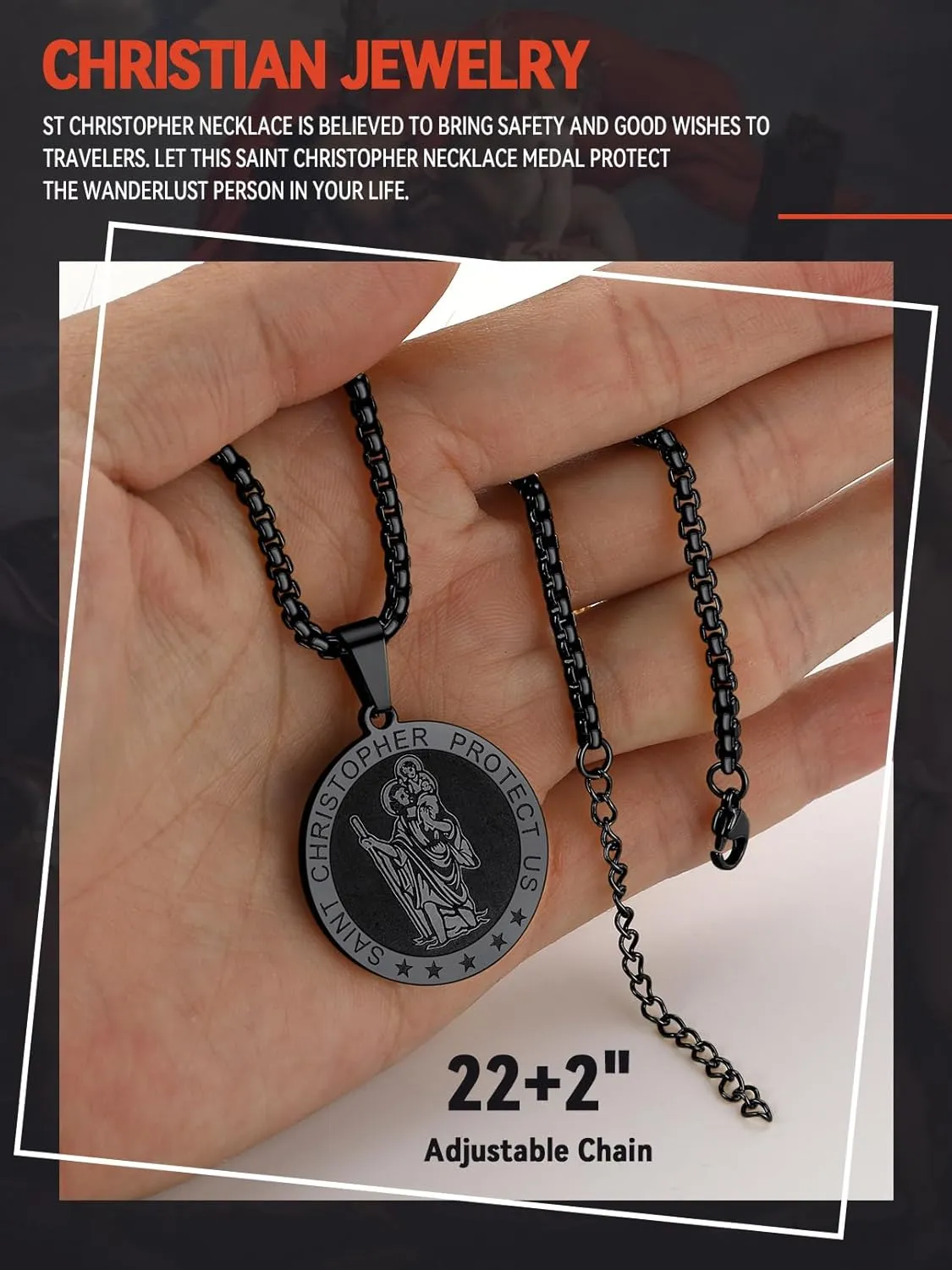 FaithHeart Saint Christopher Pendant Necklace for Men Women Stainless Steel Catholic Amulet Medal Jewelry Personalized Custom with Delicate Packaging