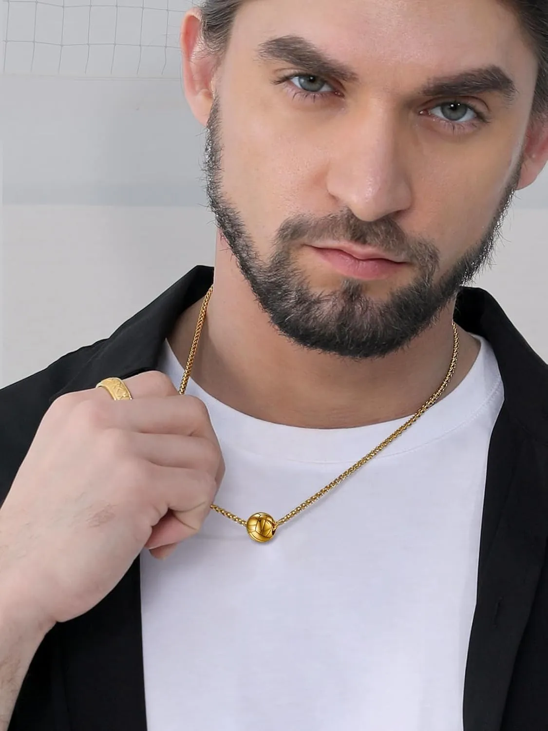 FaithHeart Sports Necklace for Men Women, Stainless Steel Gold Plated 3D Football/Soccer/Basketball/Volleyball Pendant Jewelry with Delicate Gift Packaging