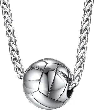 FaithHeart Sports Necklace for Men Women, Stainless Steel Gold Plated 3D Football/Soccer/Basketball/Volleyball Pendant Jewelry with Delicate Gift Packaging