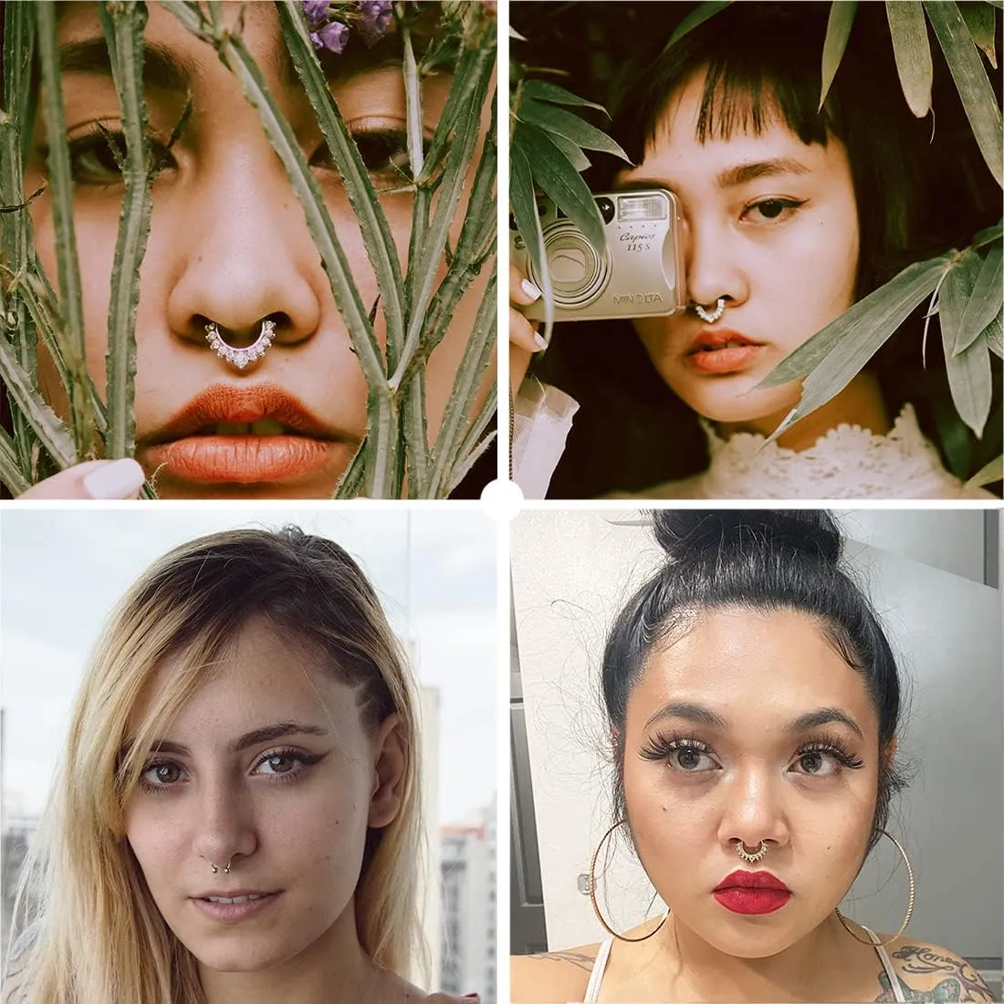 Fake Nose Ring Hoop Fake Nose Stud Magnetic Septum Nose Ring Stud Stainless Steel CZ Fake Nose Piercing Stud Faux Nose Ear Lip Cuffs Non Pierced Jewelry for Women Men