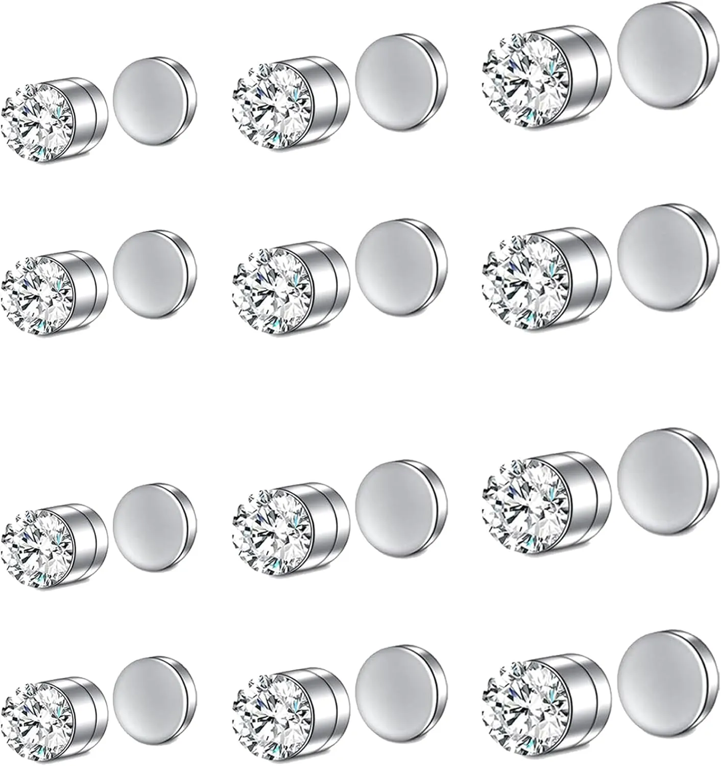 Fake Nose Ring Hoop Fake Nose Stud Magnetic Septum Nose Ring Stud Stainless Steel CZ Fake Nose Piercing Stud Faux Nose Ear Lip Cuffs Non Pierced Jewelry for Women Men