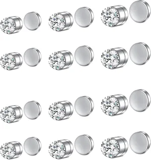 Fake Nose Ring Hoop Fake Nose Stud Magnetic Septum Nose Ring Stud Stainless Steel CZ Fake Nose Piercing Stud Faux Nose Ear Lip Cuffs Non Pierced Jewelry for Women Men