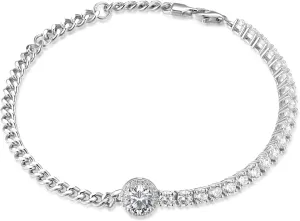 FANCIME Sterling Silver Curb Chain Bracelet Tennis Bracelets With Round Hola Gemstone Birthday Fine Jewelry Gifts for Women 7.87"