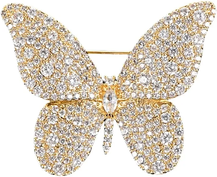 Fashion Butterfly Rhinestone Brooch Pin for Women Silver Gold Plated Clear Crystal Cluster Cartoon Animal CZ Brooches Lapel Pins Badge Dress Accessories Unisex Delicate Holiday Christmas Chic Jewelry Gift