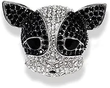Fashion Cartoon Puppy Dog Cute Animal Black and White Dog Brooch Pin Corgi Teddy Bulldog Brooch for Women Girls