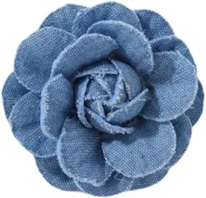 Fashion Denim Camellia Flower Lapel Brooch Pin for Women Girls Fabric Floral Bouquet Corsage Pins Clip Sweater Coat Dress Suit Backpack Brooches Pins Boho Jewelry Gifts Clothes Accessories