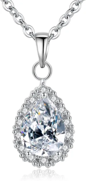 Fashion Pear Shape Cubic Zirconia Teardrop Pendant Clavicle Necklace Platinum Plated Rose Gold Bridal Wedding Jewelry Gift Jewellery