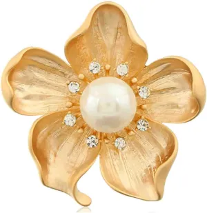 Fashion Rhinestone Flower Brooches Pins Cute Pearl Crystal Floral Lapel Pin Brooch Costume Decorate Jewelry for Women Gril Gift