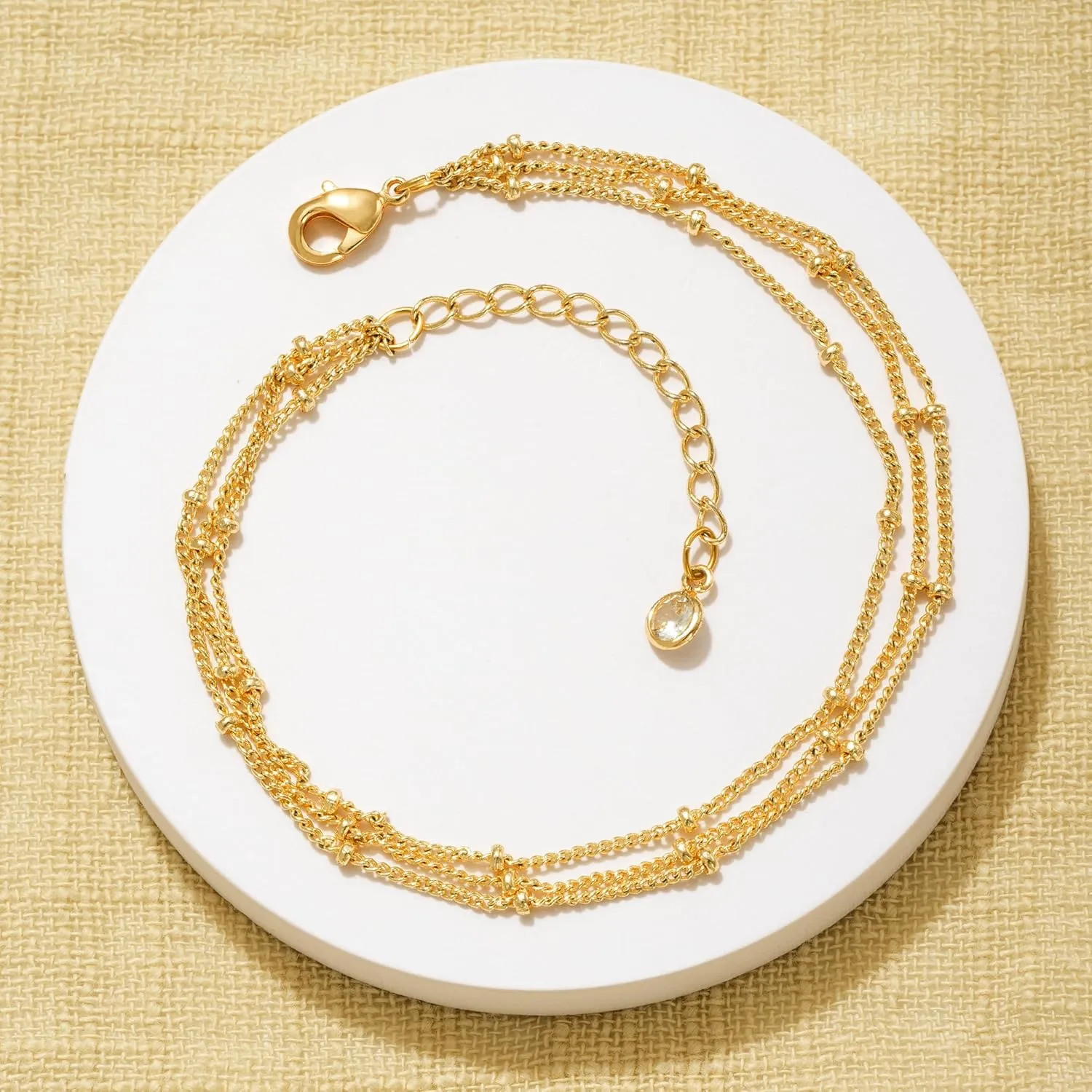Fettero 14K Gold Bracelet for Women Gold Plated Bracelet Dainty Chain Gold Beaded Bracelet Paperclip/Curb/Figaro/Satellite Chain Adjustable Bracelet Jewelry