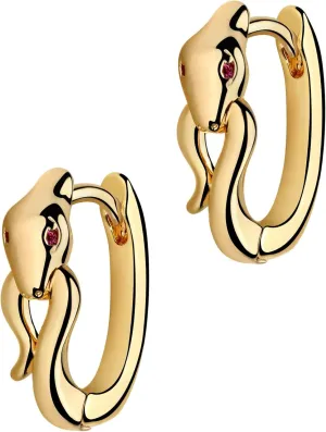FETTERO Women Earrings Gold Plated Huggie Hoop Earrings Delicate Small Dainty Earings Snake Ball CZ Hoops for Women