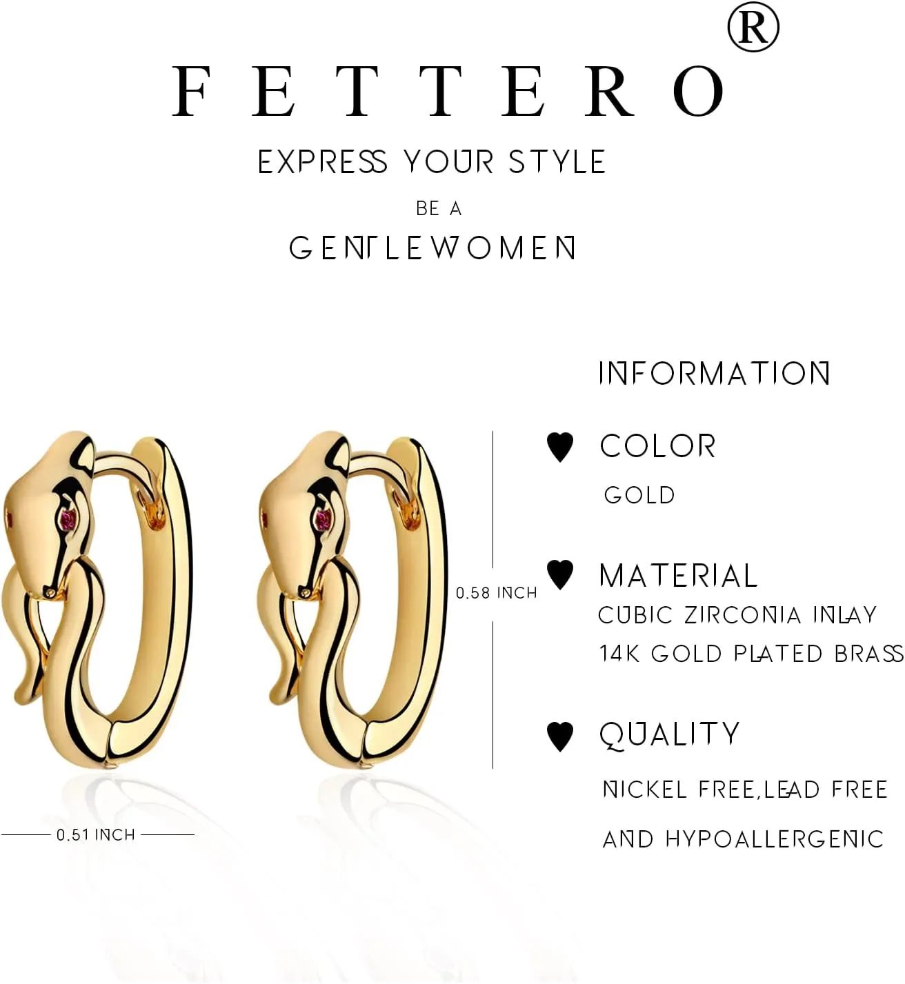 FETTERO Women Earrings Gold Plated Huggie Hoop Earrings Delicate Small Dainty Earings Snake Ball CZ Hoops for Women