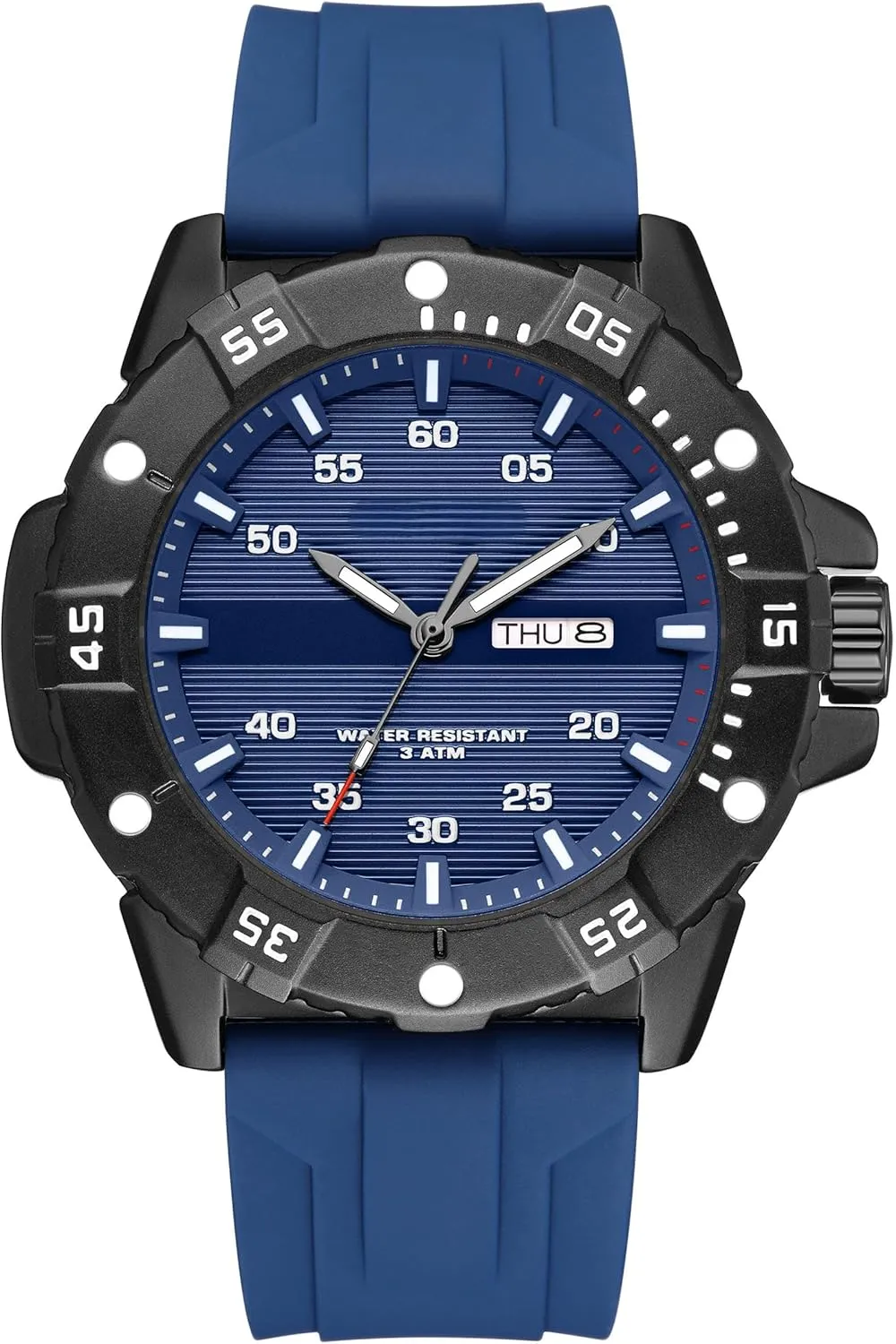 findtime Mens Watches Black Army Military Stylish Designer Watch Silicone Strap Luminous Analog Display with Second Hand Glowing Easy to Read Dial