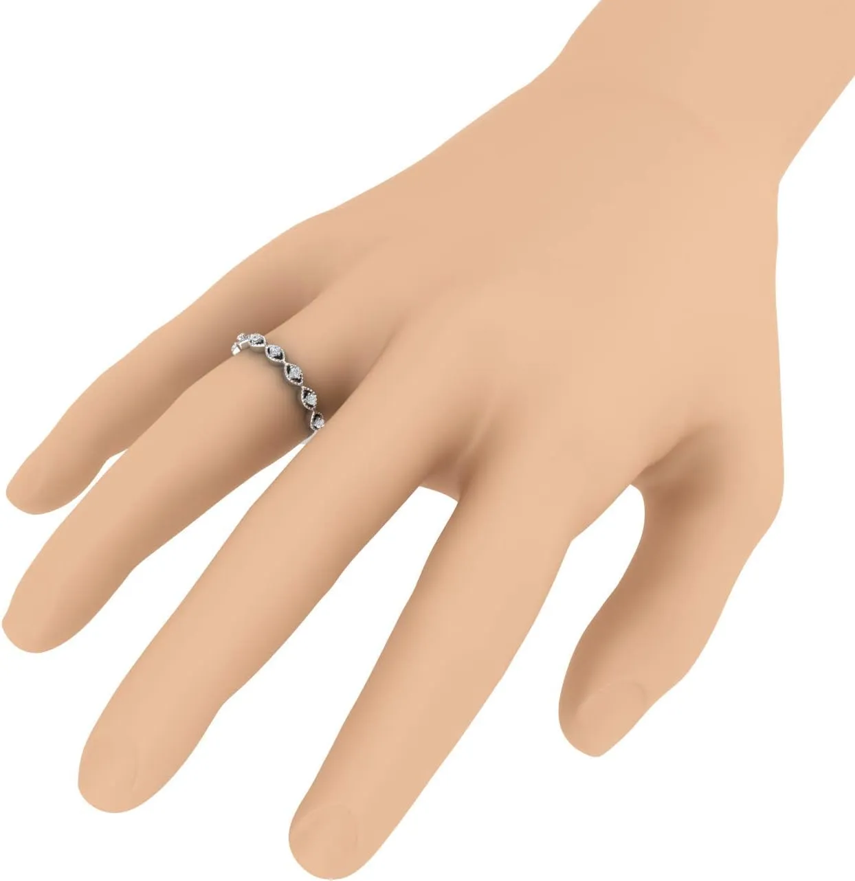 FINEROCK 1/10 Carat Diamond Twisted Anniversary Ring in 14K Gold (I1-I2 Clarity)